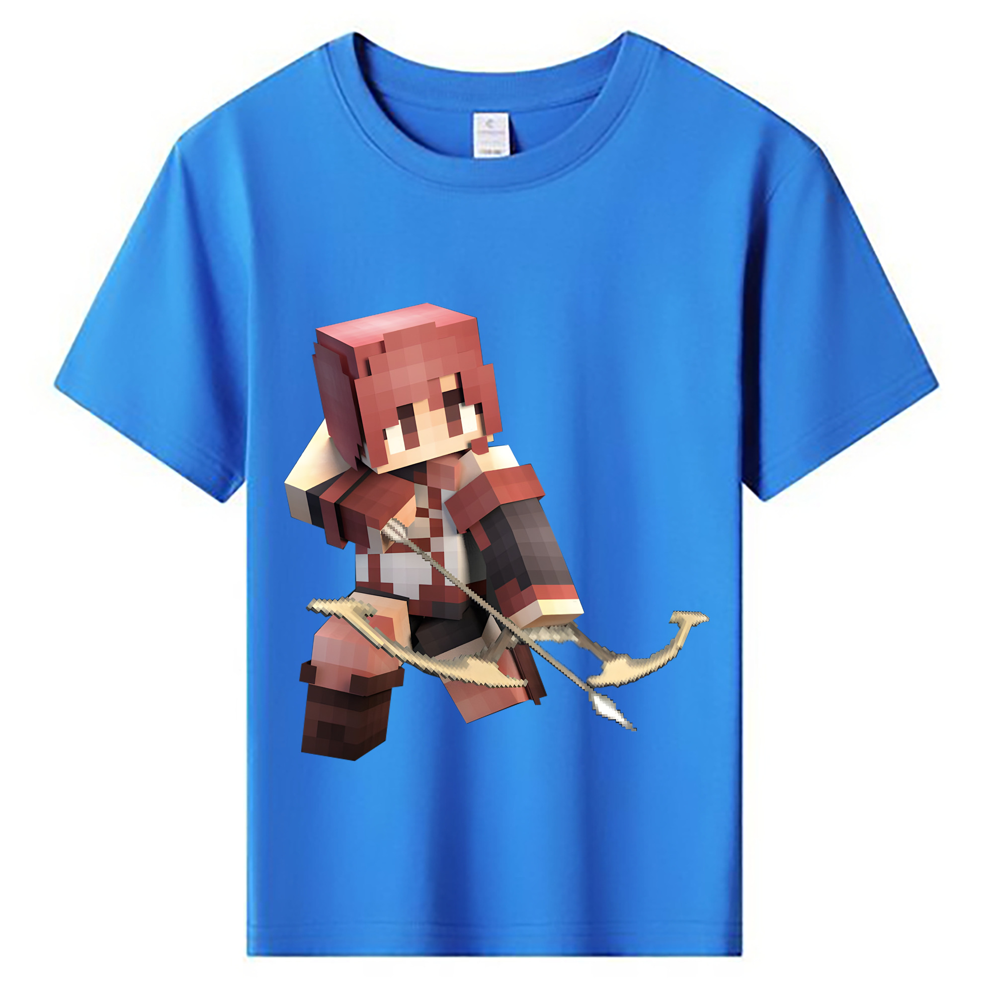 （画像用） マインクラフト ブロックの世界 Minecraft MC Block world 綿100％キッズTシャツ（フロントプリント）